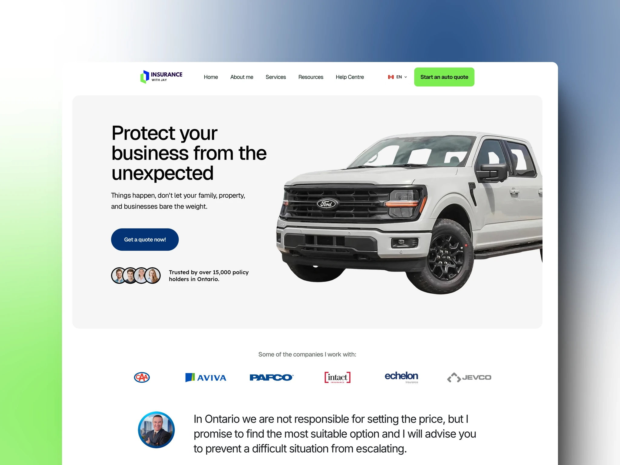 Website example screen