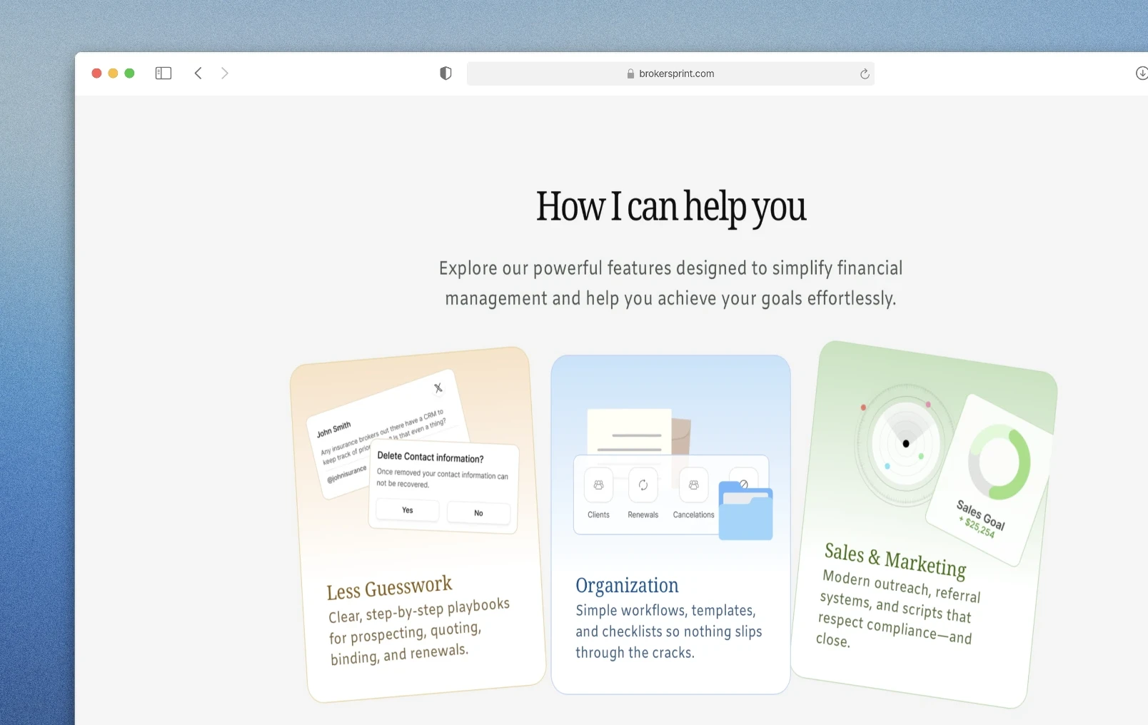 Broker Sprint website experience
